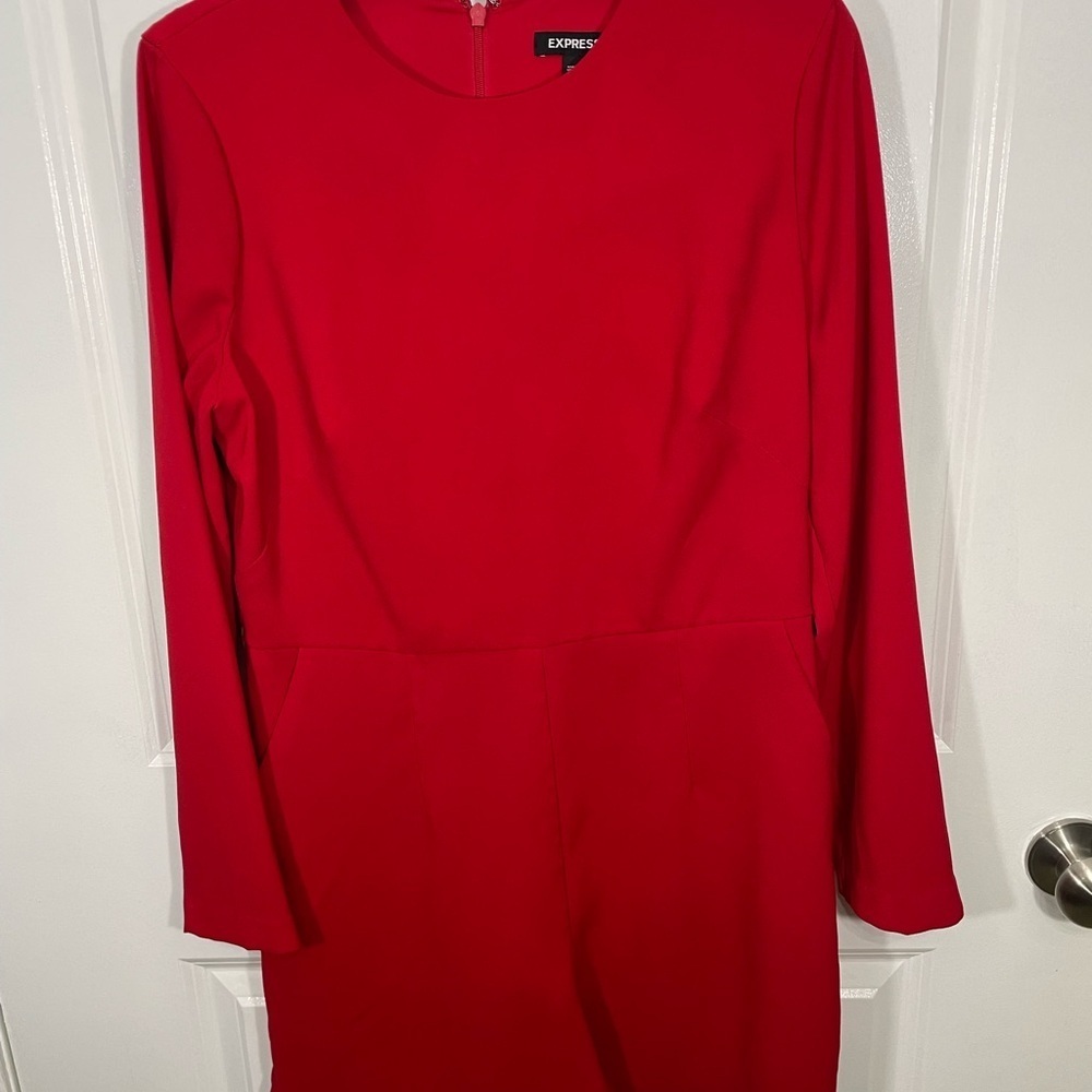 Express Women's Vibrant Red Long Sleeve Dress Size 12  CB-30